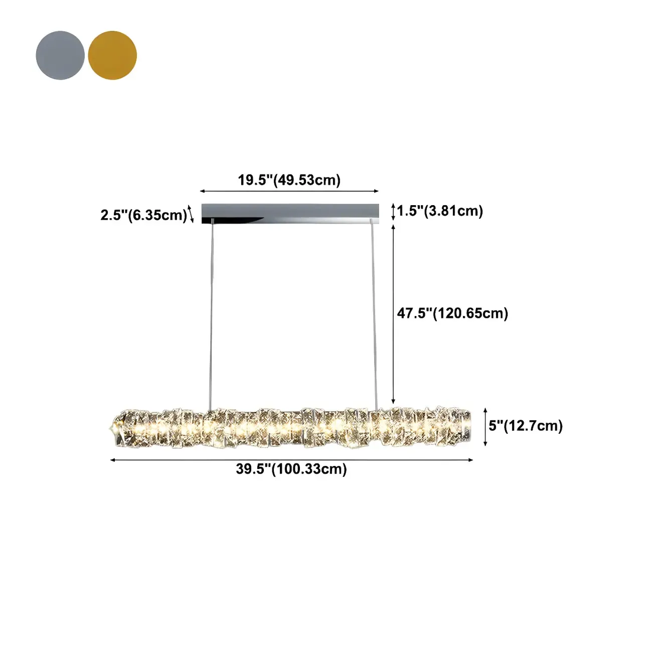 Oversized Modern Crystal Pendant Light for Kitchen #size