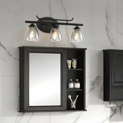 Modern Glass Vanity Light Fixture for Bathroom Wall Image - 3