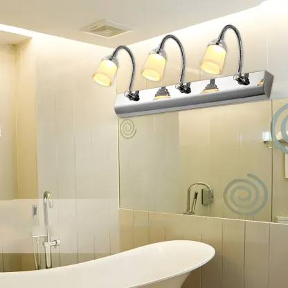 Modern Chrome Adjustable LED Vanity Light for Bathroom Image - 3
