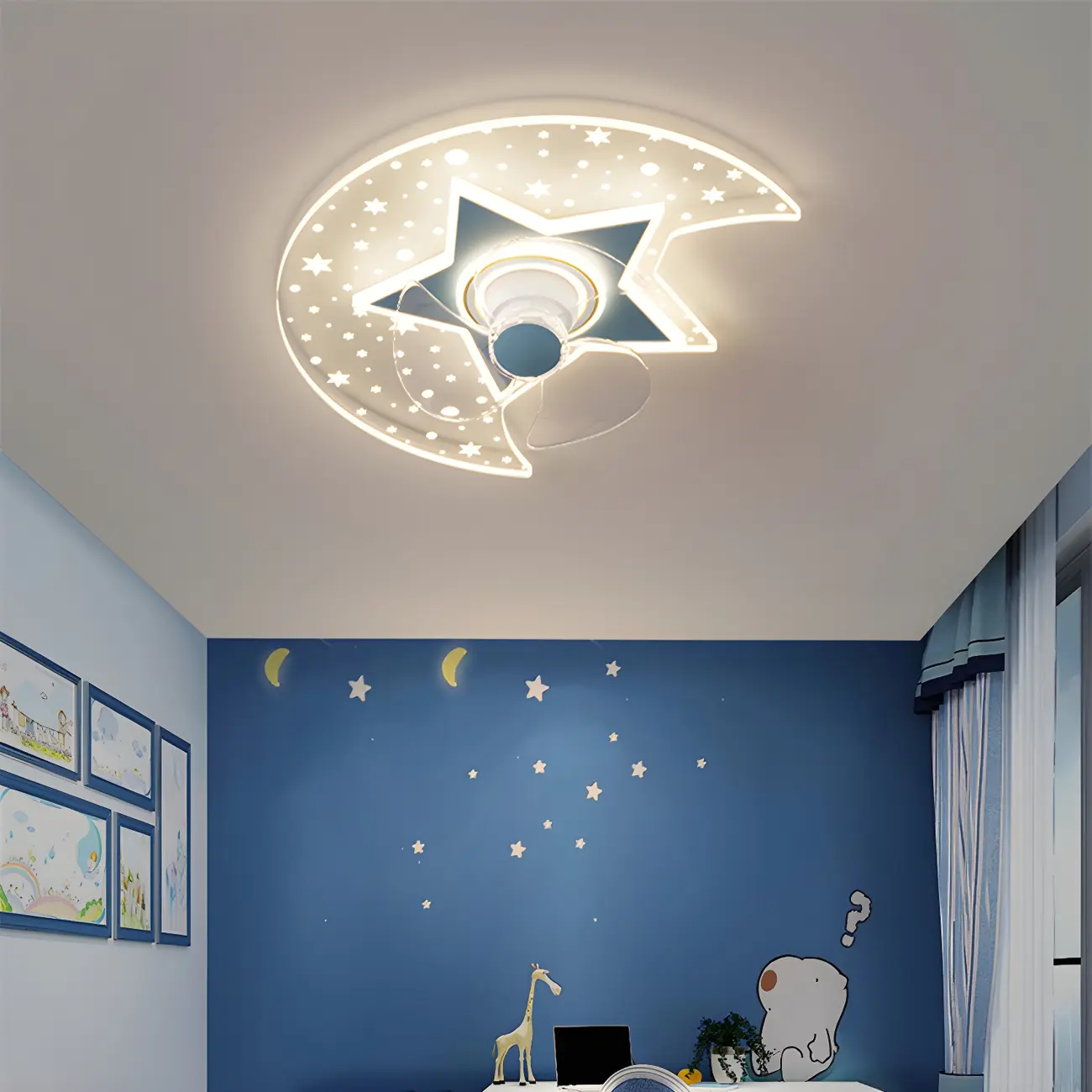 Kids Room Moon-Star LED Ceiling Fan with Light Image - 2 | homeyfad