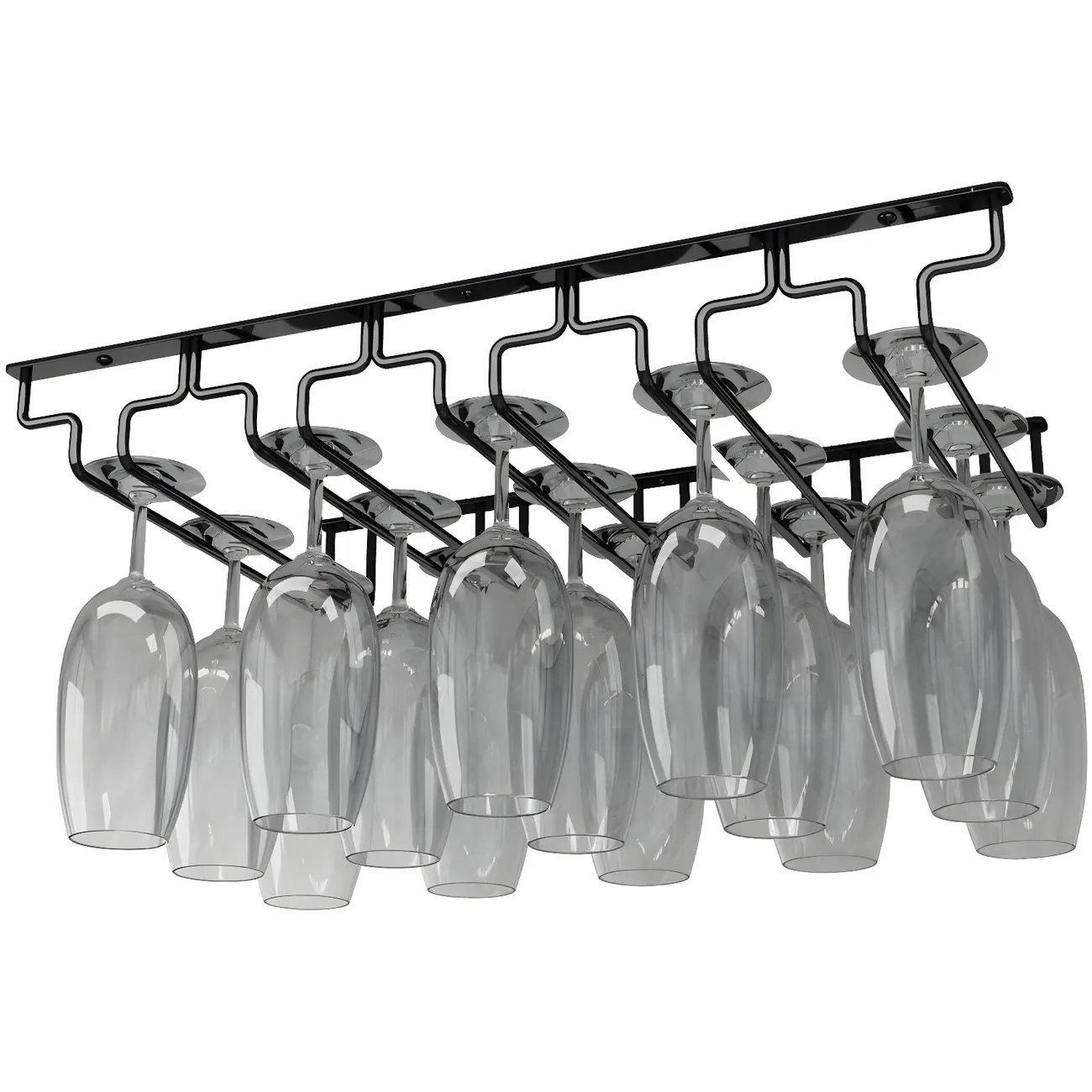 Contemporary Metal Hanging Wine Glass Rack Black Image - 13 | homeyfad