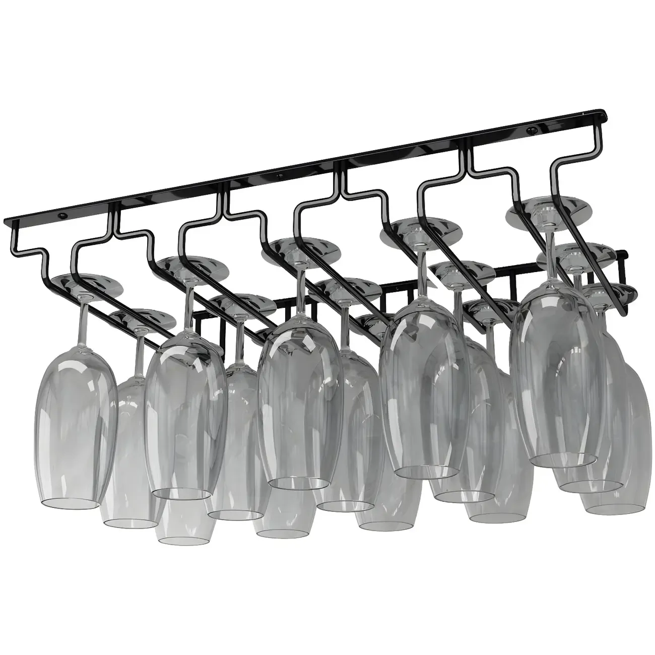 Contemporary Metal Hanging Wine Glass Rack Black Image - 13