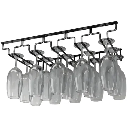 Contemporary Metal Hanging Wine Glass Rack Black Image - 13