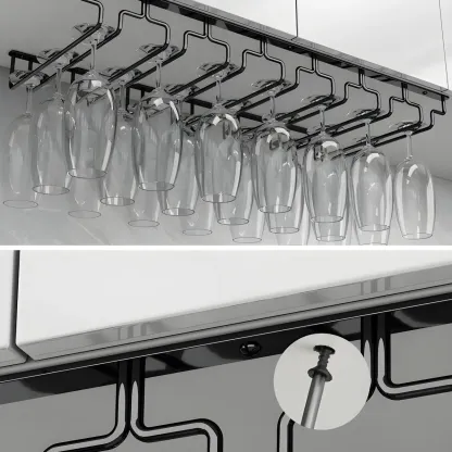 Contemporary Metal Hanging Wine Glass Rack Black Image - 18