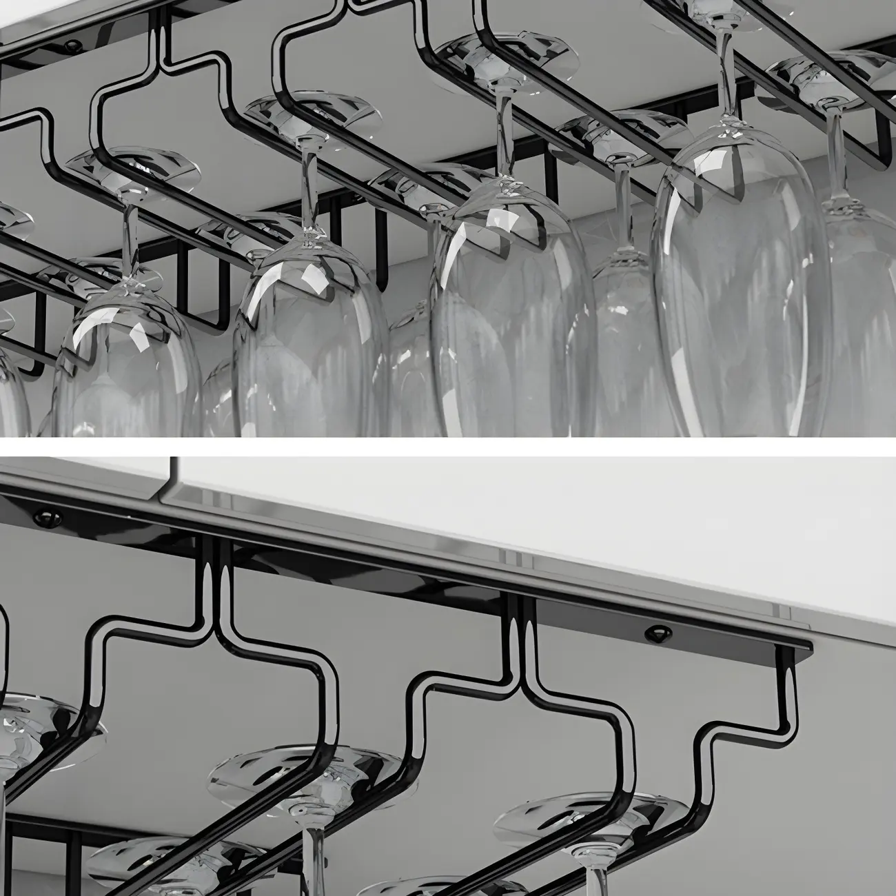 Contemporary Metal Hanging Wine Glass Rack Black Image - 20 | homeyfad