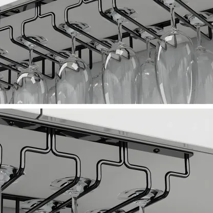 Contemporary Metal Hanging Wine Glass Rack Black Image - 20