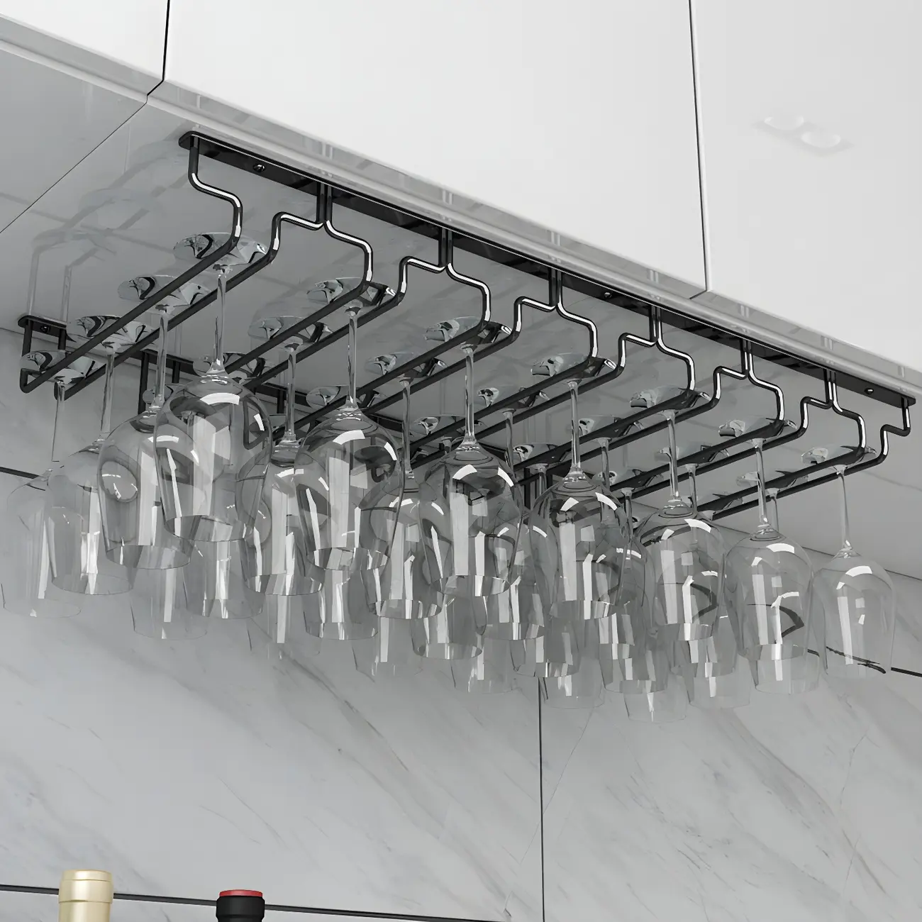 Contemporary Metal Hanging Wine Glass Rack Black Image - 29 | homeyfad