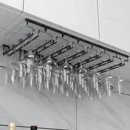 Contemporary Metal Hanging Wine Glass Rack Black Image - 29