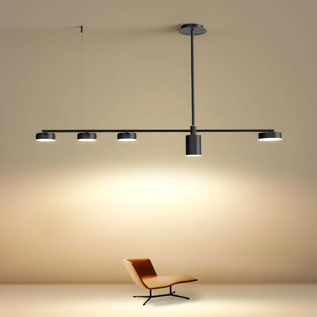 Modern Adjustable Black Linear Kitchen Island Light Image - 1 | homeyfad