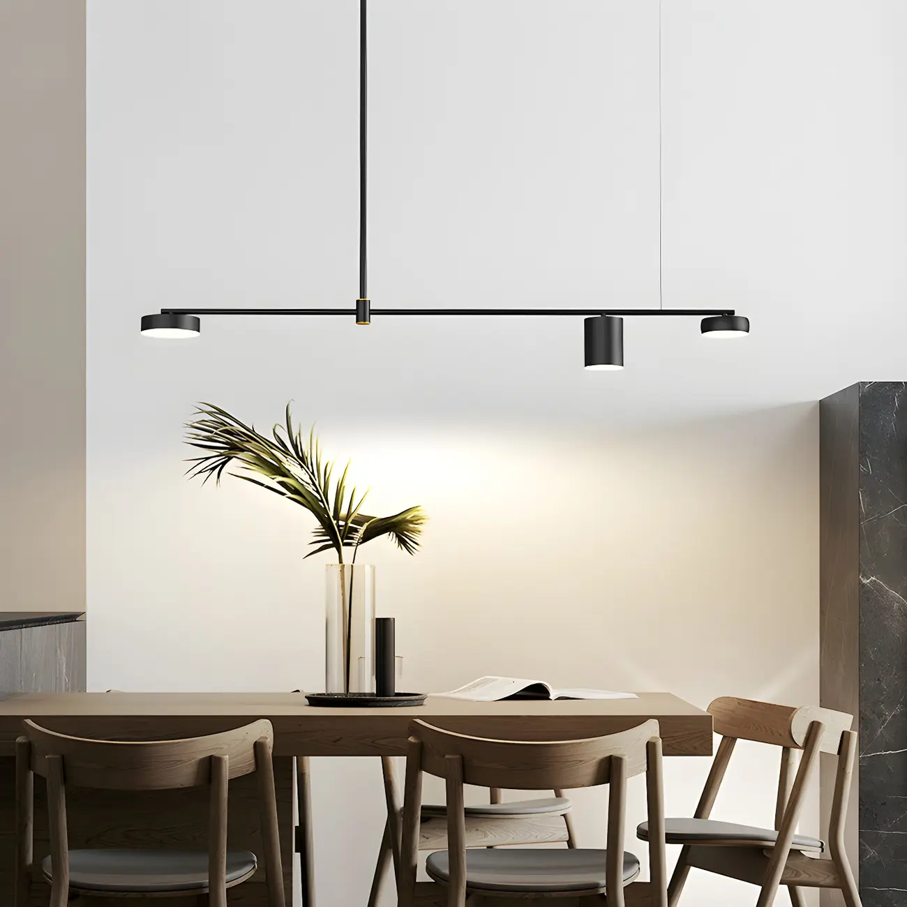 Modern Adjustable Black Linear Kitchen Island Light Image - 3 | homeyfad