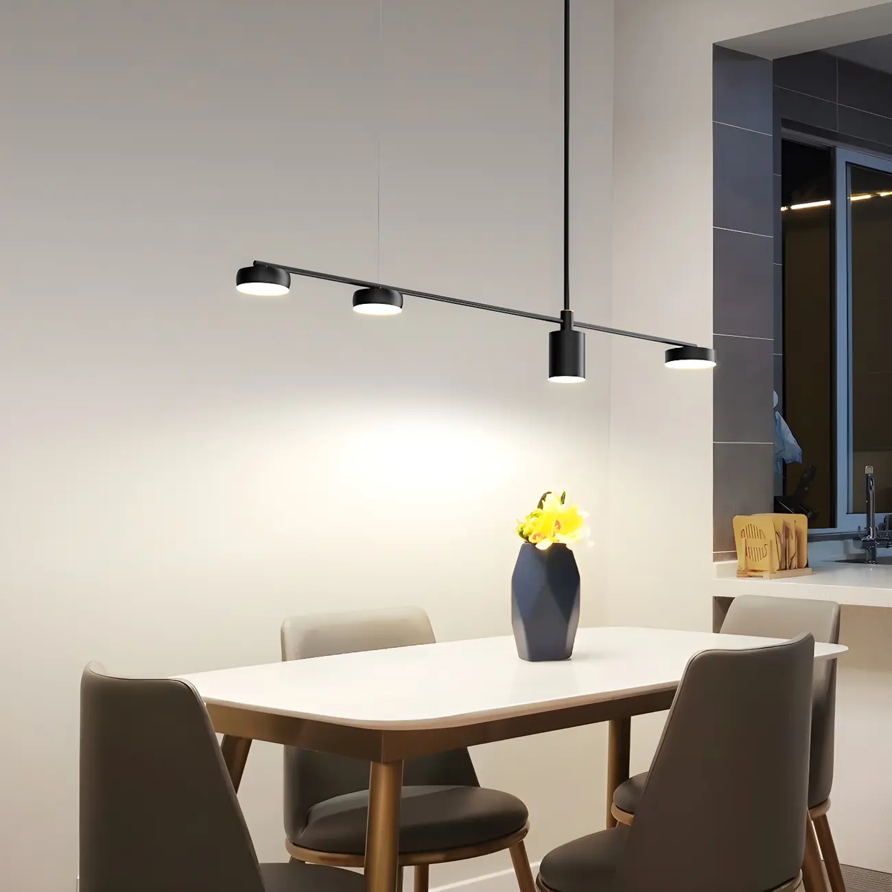 Modern Adjustable Black Linear Kitchen Island Light Image - 4 | homeyfad