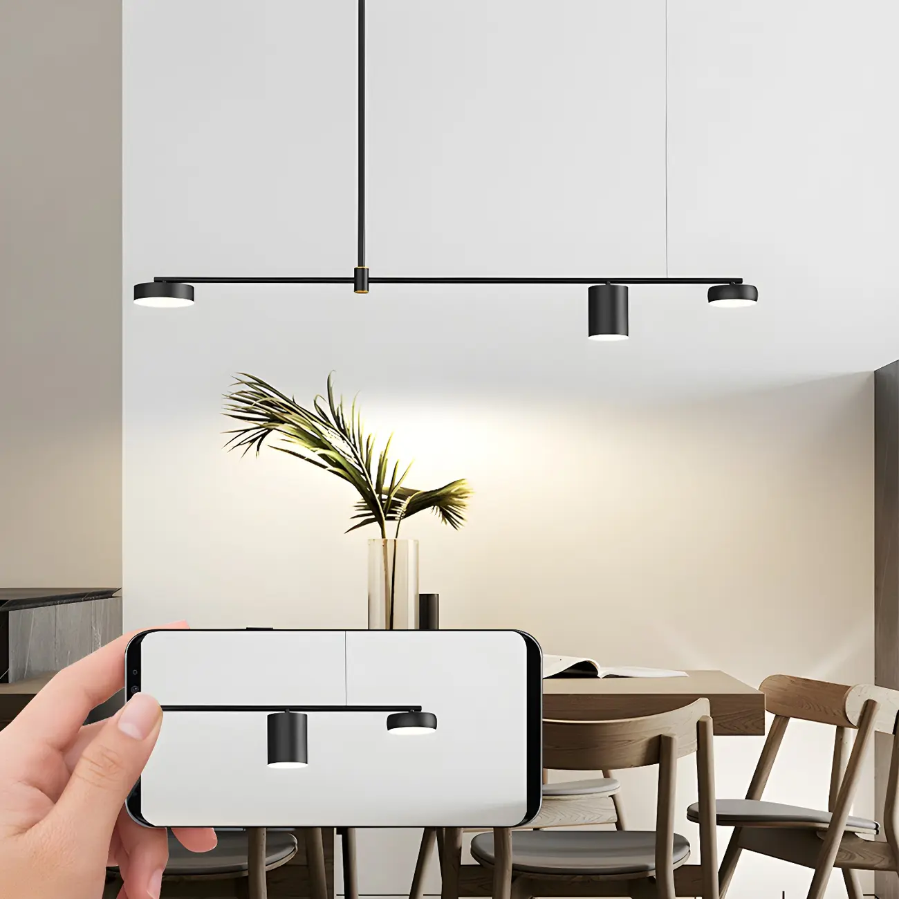 Modern Adjustable Black Linear Kitchen Island Light Image - 14 | homeyfad