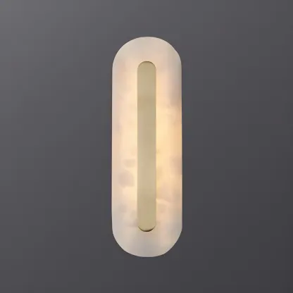 Modern Brass Oval Stone Wall Sconce Dimmable LED for Bedroom Image - 4