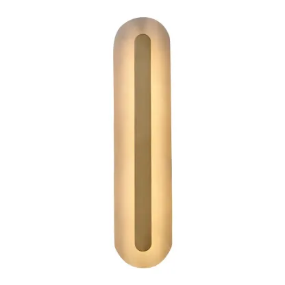 Modern Brass Oval Stone Wall Sconce Dimmable LED for Bedroom Image - 2