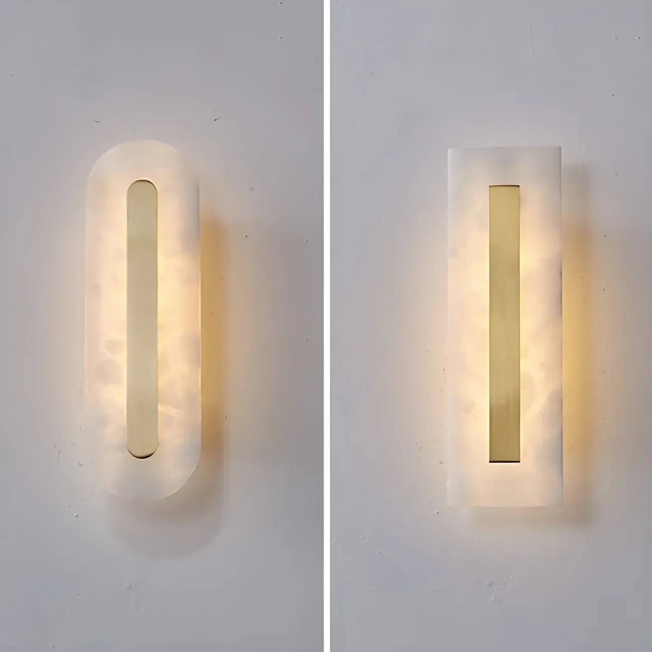Modern Brass Oval Stone Wall Sconce Dimmable LED for Bedroom Image - 7
