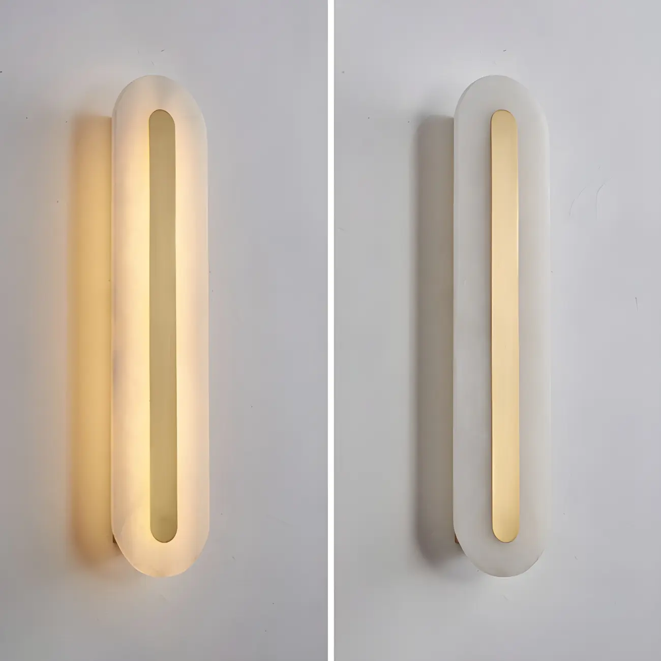 Modern Brass Oval Stone Wall Sconce Dimmable LED for Bedroom Image - 9 | homeyfad