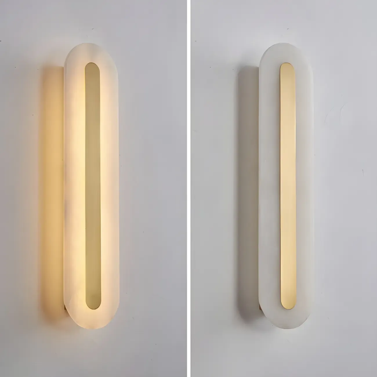 Modern Brass Oval Stone Wall Sconce Dimmable LED for Bedroom Image - 9