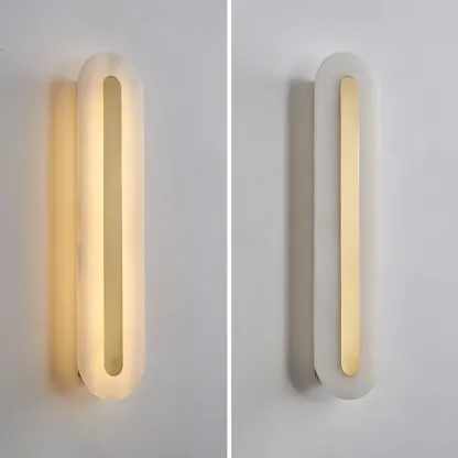Modern Brass Oval Stone Wall Sconce Dimmable LED for Bedroom Image - 9