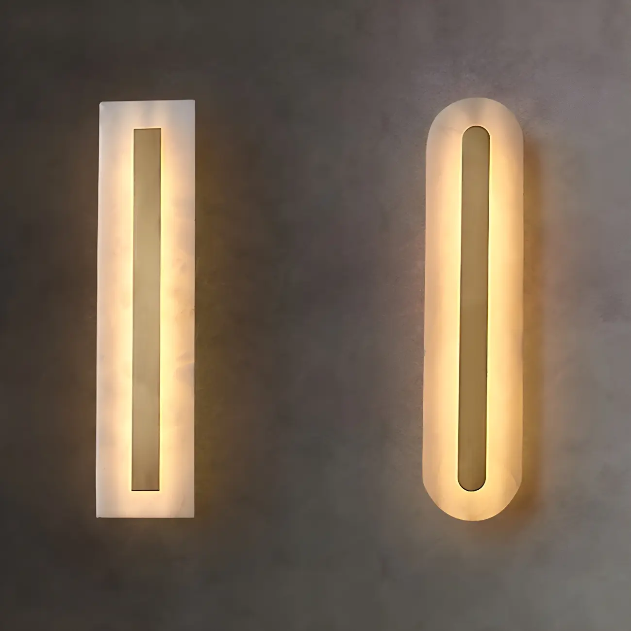 Modern Brass Oval Stone Wall Sconce Dimmable LED for Bedroom Image - 10 | homeyfad