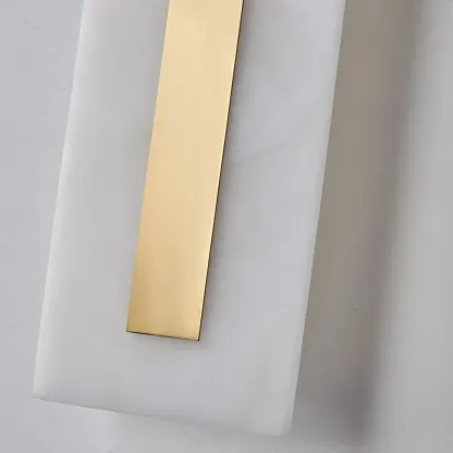 Modern Brass Oval Stone Wall Sconce Dimmable LED for Bedroom Image - 12