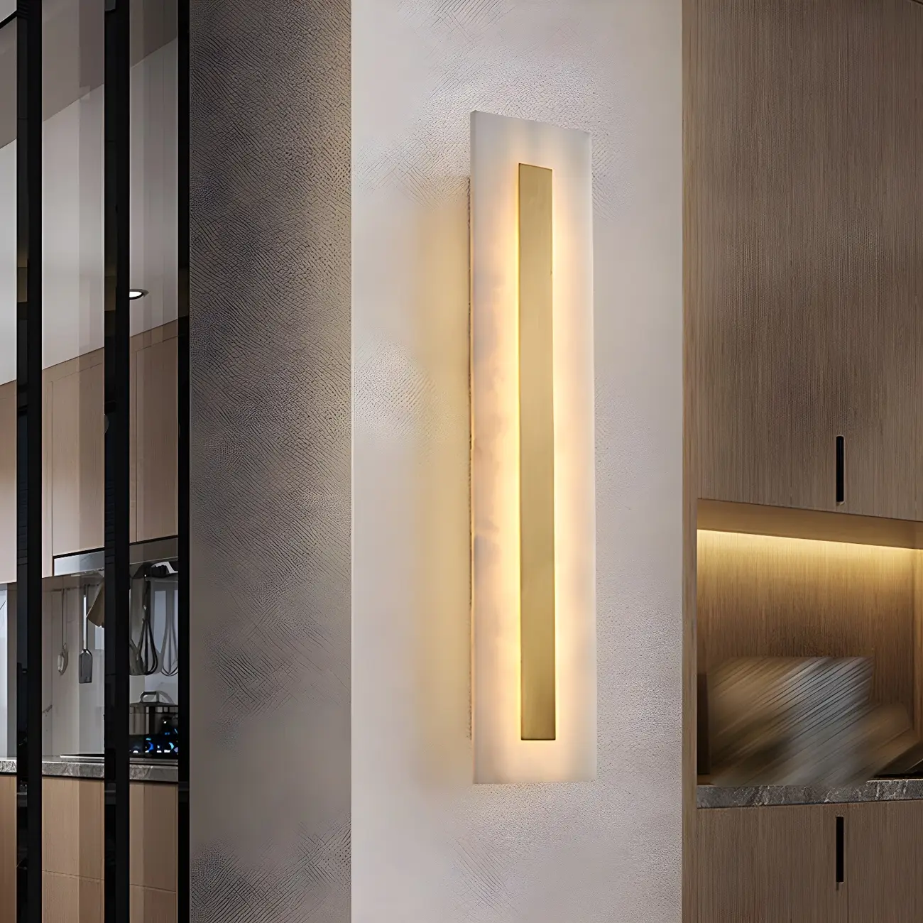 Modern Brass Oval Stone Wall Sconce Dimmable LED for Bedroom Image - 16 | homeyfad