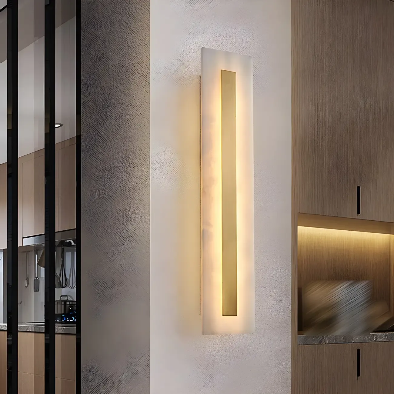 Modern Brass Oval Stone Wall Sconce Dimmable LED for Bedroom Image - 16