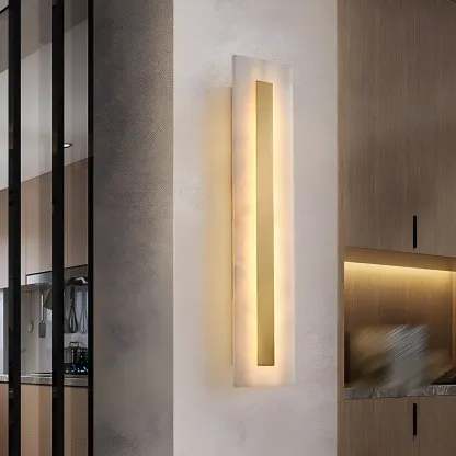 Modern Brass Oval Stone Wall Sconce Dimmable LED for Bedroom Image - 16