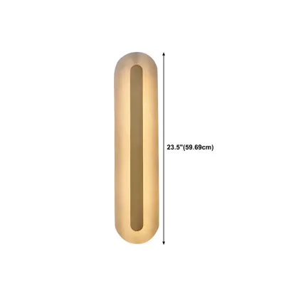 Modern Brass Oval Stone Wall Sconce Dimmable LED for Bedroom Image - 26