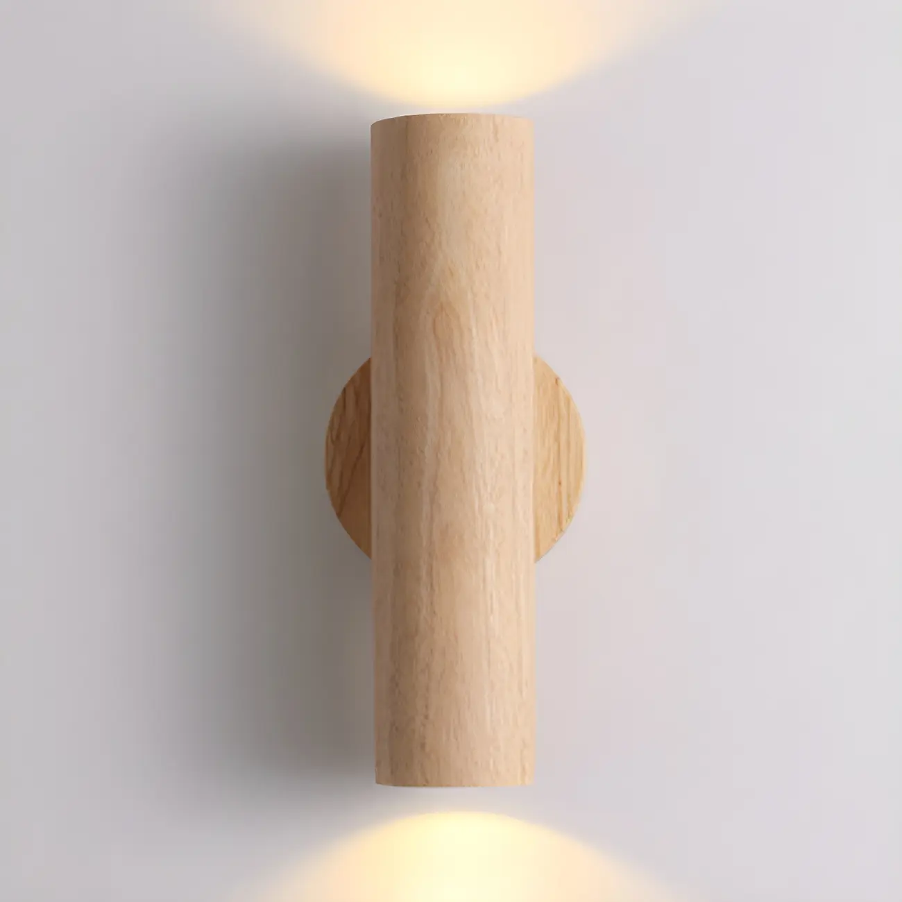Modern Style Cylinder Shape Wall Sconce Wood 2 Light Sconces for Bedroom Image - 12 | homeyfad