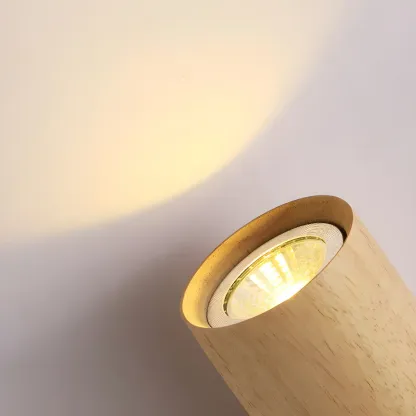 Modern Style Cylinder Shape Wall Sconce Wood 2 Light Sconces for Bedroom Image - 13