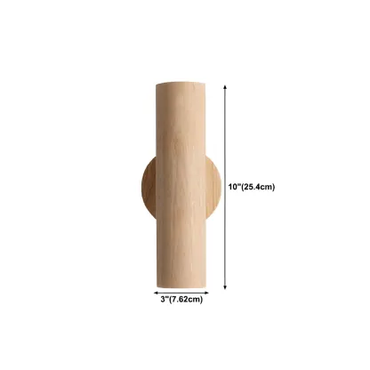 Modern Style Cylinder Shape Wall Sconce Wood 2 Light Sconces for Bedroom #size