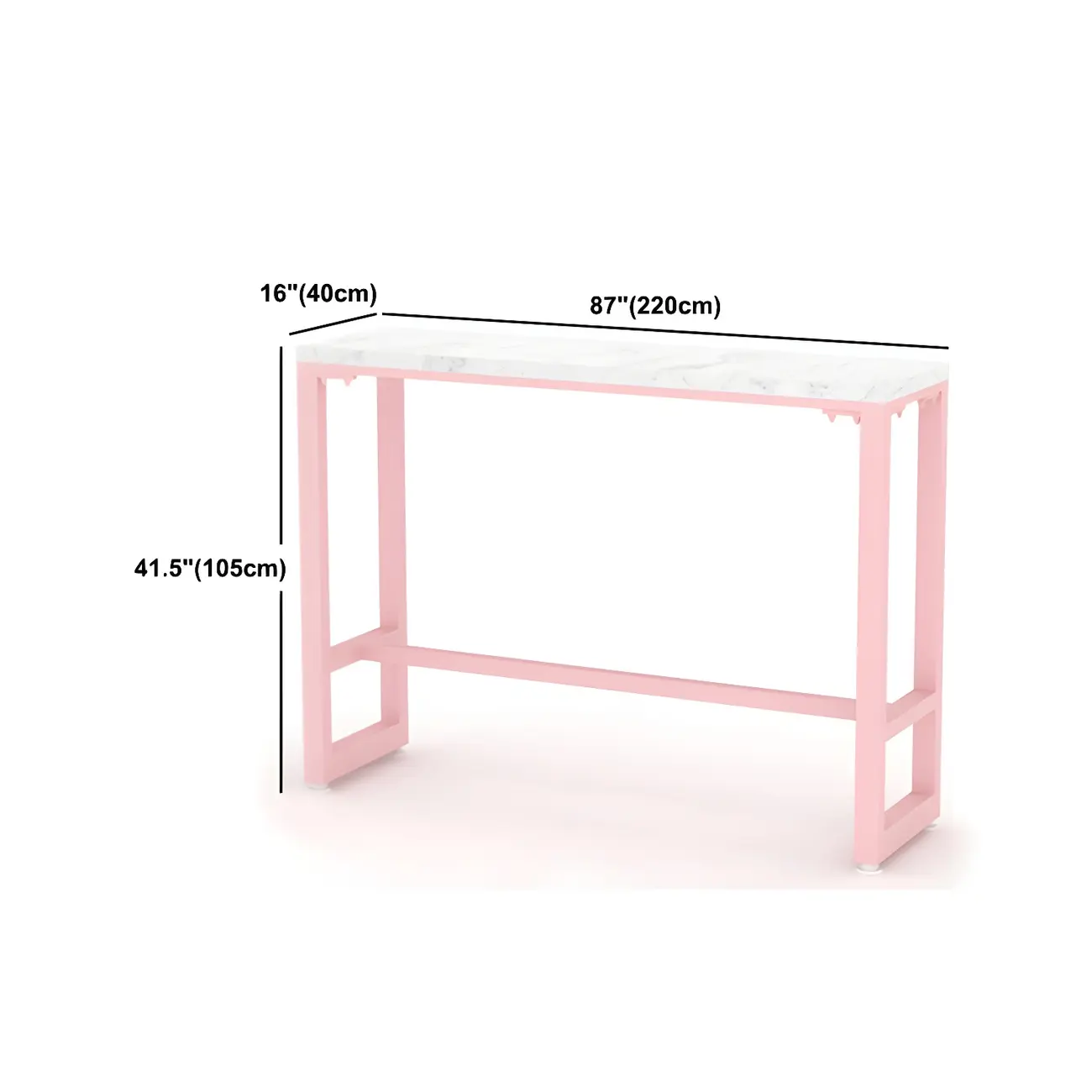 Glam Pink Rectangle Marble Long Bar Table Image - 16 | homeyfad