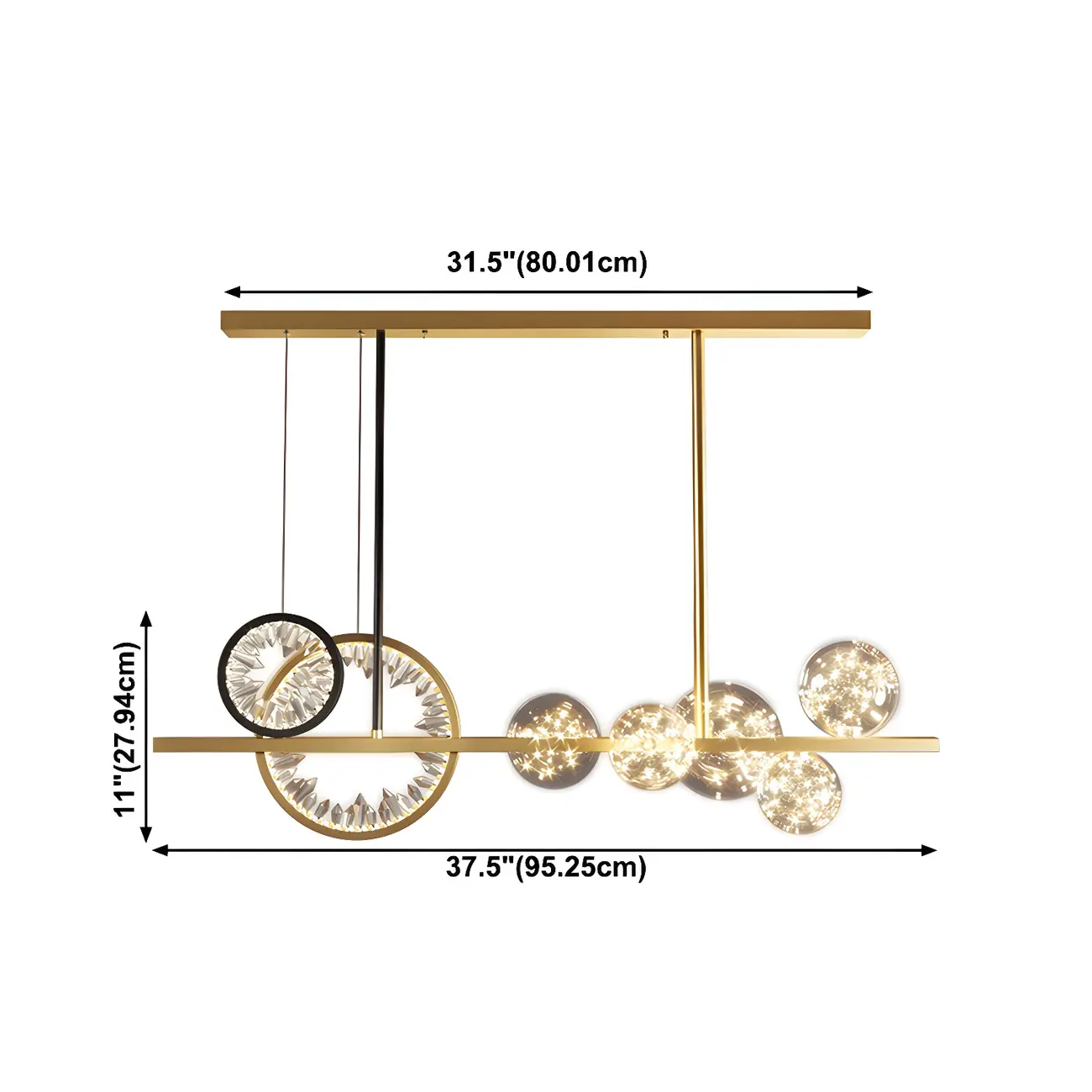 Geometric Gold Glass-Crystal Island Pendant Light Image - 6 | homeyfad