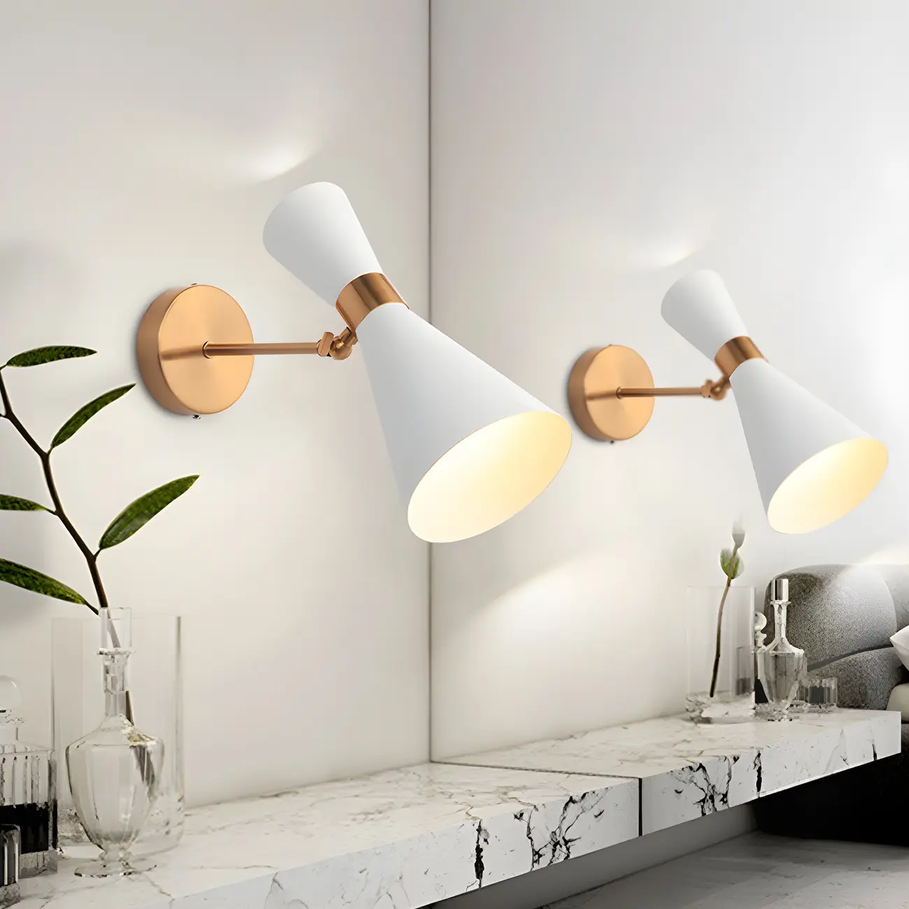 Modern Metal Cone Adjustable Wall Sconce LED for Bedroom Image - 2 | homeyfad