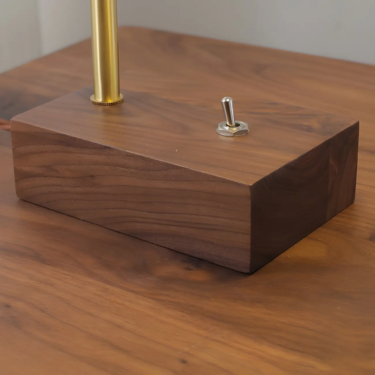 Retro Brown Gold Glass Wood Base Arched Table Lamp Image - 14 | homeyfad