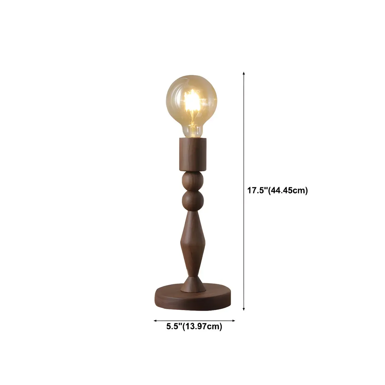 Retro Brown Gold Glass Wood Base Arched Table Lamp Image - 20