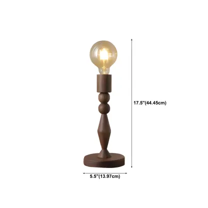 Retro Brown Gold Glass Wood Base Arched Table Lamp Image - 20