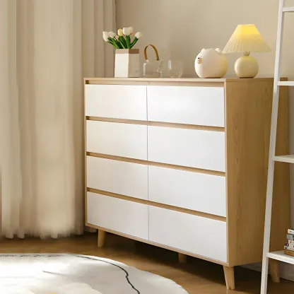 Minimalist Natural Wooden Double Dresser with Storage Image - 6