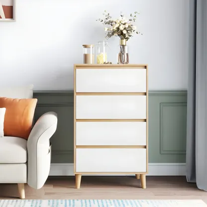 Minimalist Natural Wooden Double Dresser with Storage Image - 7
