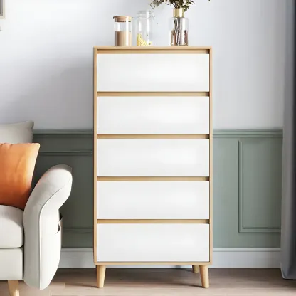Minimalist Natural Wooden Double Dresser with Storage Image - 9