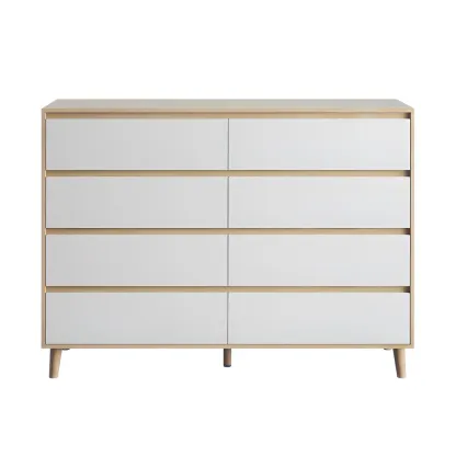 Minimalist Natural Wooden Double Dresser with Storage Image - 10