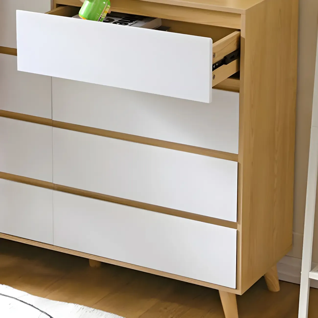 Minimalist Natural Wooden Double Dresser with Storage Image - 12