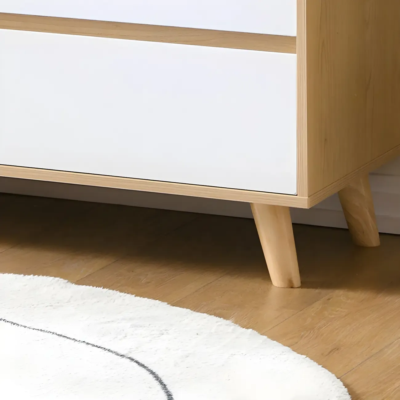 Minimalist Natural Wooden Double Dresser with Storage Image - 14