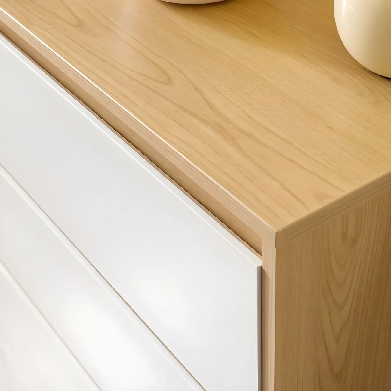 Minimalist Natural Wooden Double Dresser with Storage Image - 15