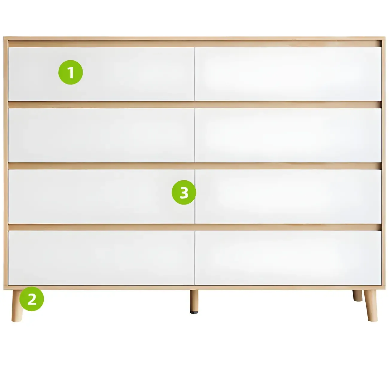 Minimalist Natural Wooden Double Dresser with Storage Image - 16