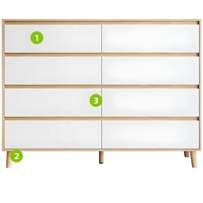 Minimalist Natural Wooden Double Dresser with Storage Image - 16