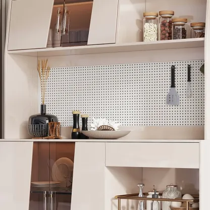 Luxury MDF Pegboard Back Gold Accents Storage Sideboard Image - 6