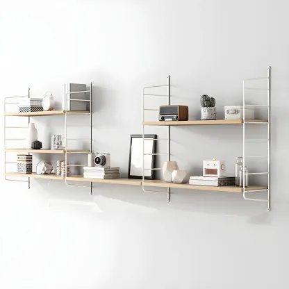 3-Shelf Nut-Brown Wall-Mounted Wood Open Bookcase Image - 7