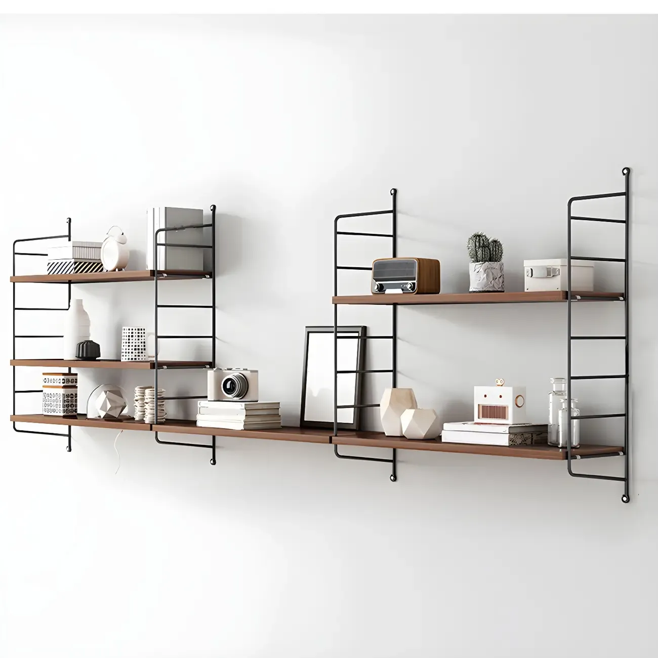 3-Shelf Nut-Brown Wall-Mounted Wood Open Bookcase Image - 9