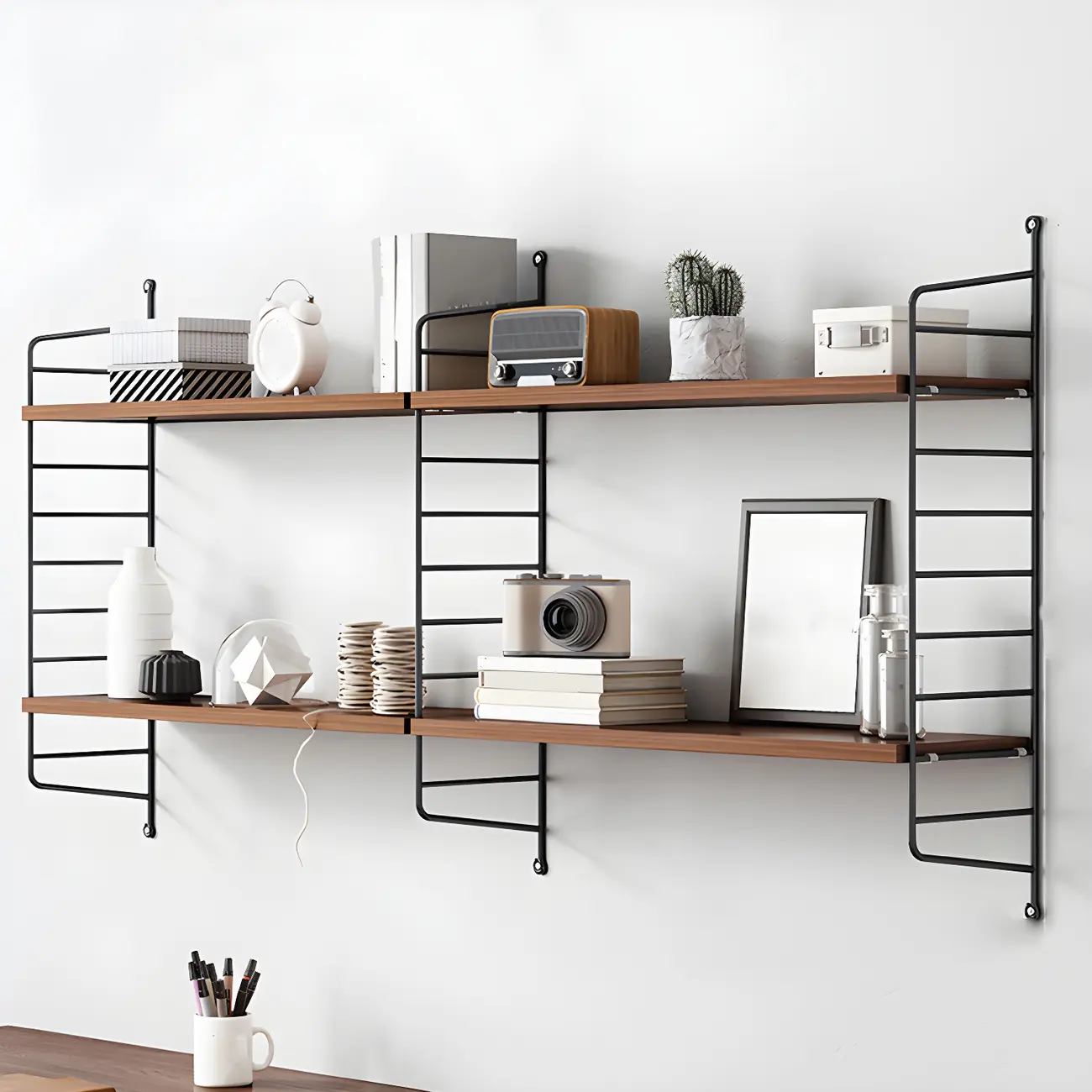 3-Shelf Nut-Brown Wall-Mounted Wood Open Bookcase Image - 13 | homeyfad